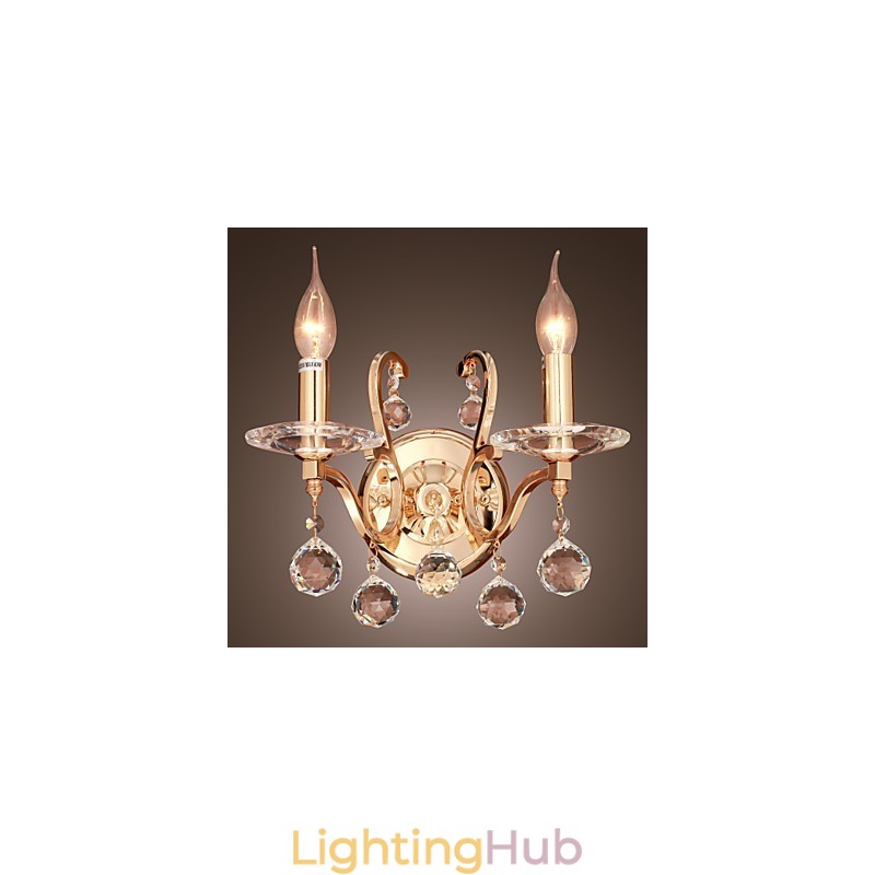 Golden Crystal Wall Light with 2 Lights