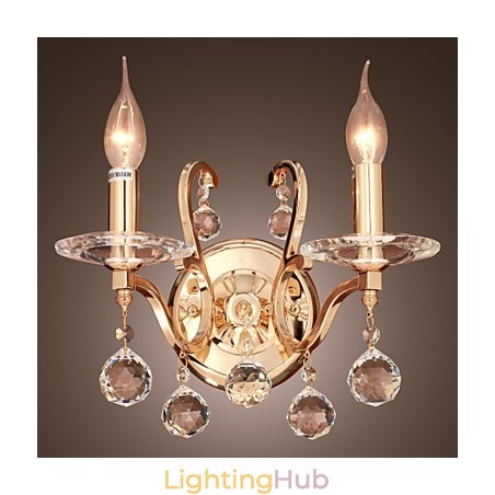Golden Crystal Wall Light with 2 Lights Golden Crystal Wall Light with 2 Lights