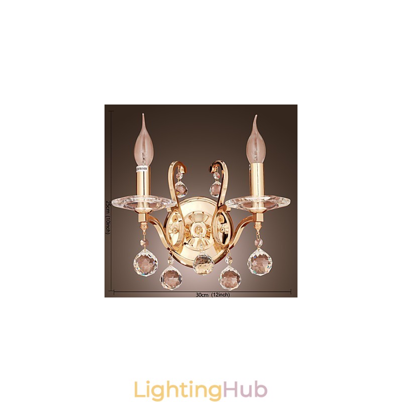 Golden Crystal Wall Light with 2 Lights