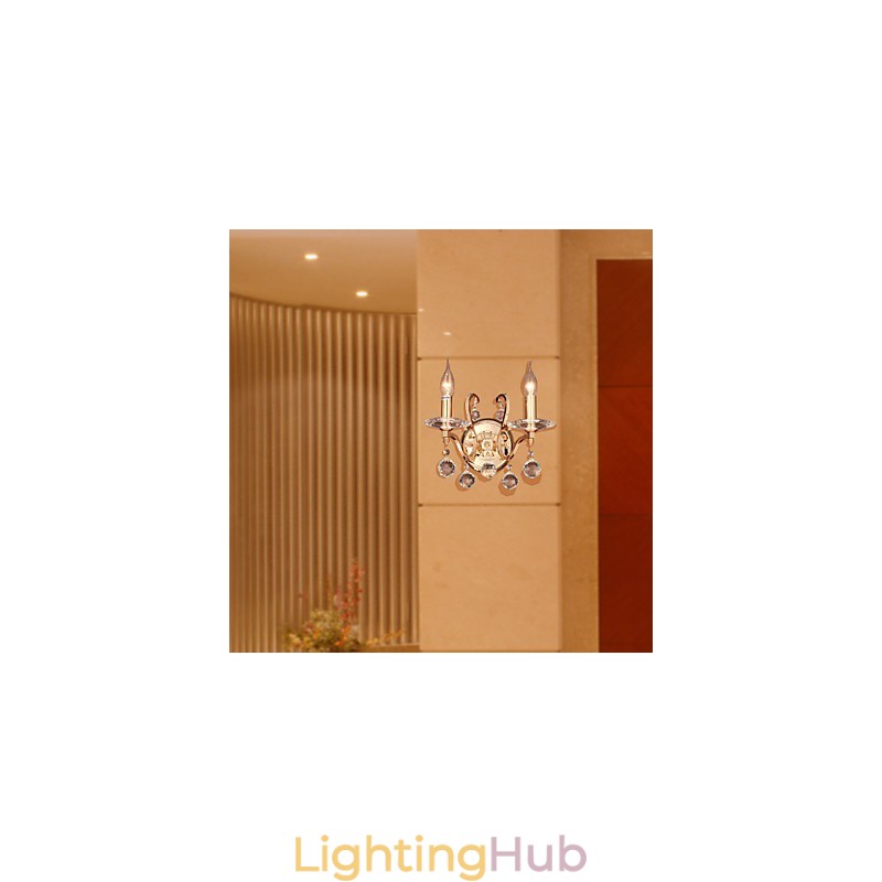 Golden Crystal Wall Light with 2 Lights