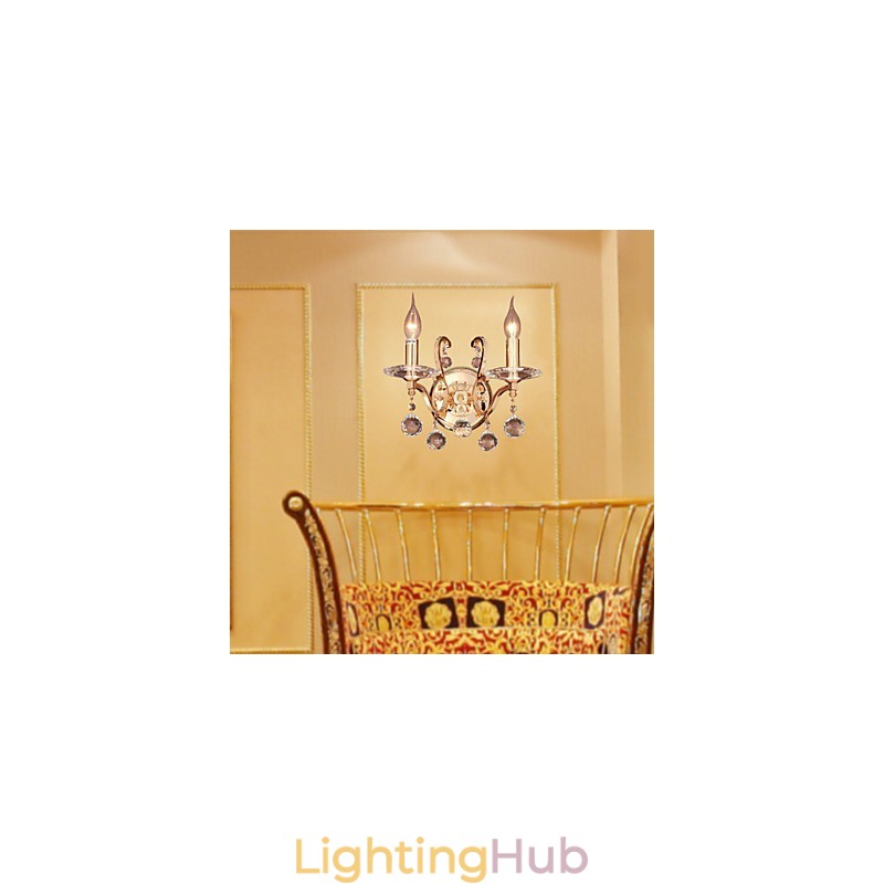 Golden Crystal Wall Light with 2 Lights