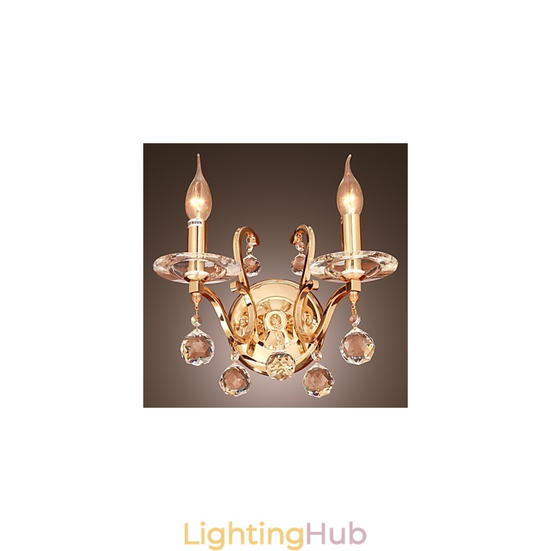 Golden Crystal Wall Light with 2 Lights