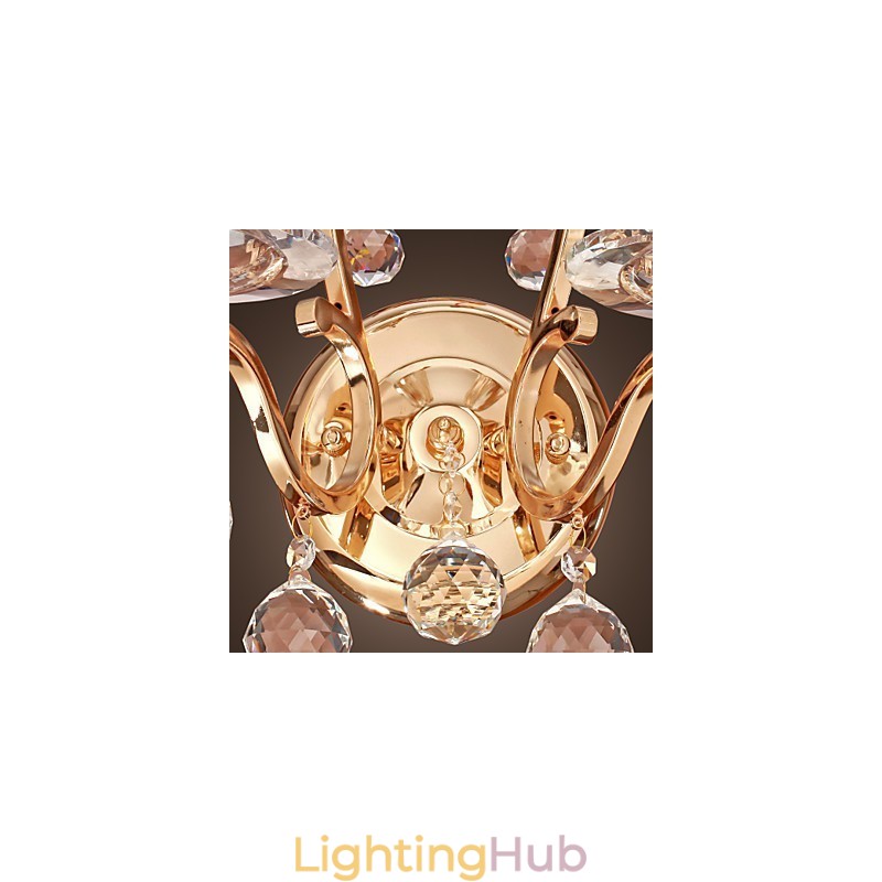 Golden Crystal Wall Light with 2 Lights