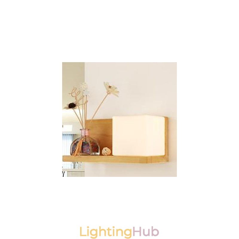 Creative Contemporary And Contracted Solid Wood Glass Wall Lamp