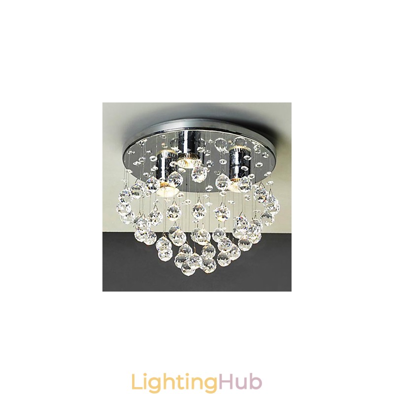 Modern Contemporary Crystal Mini Style Electroplated Flush Mount