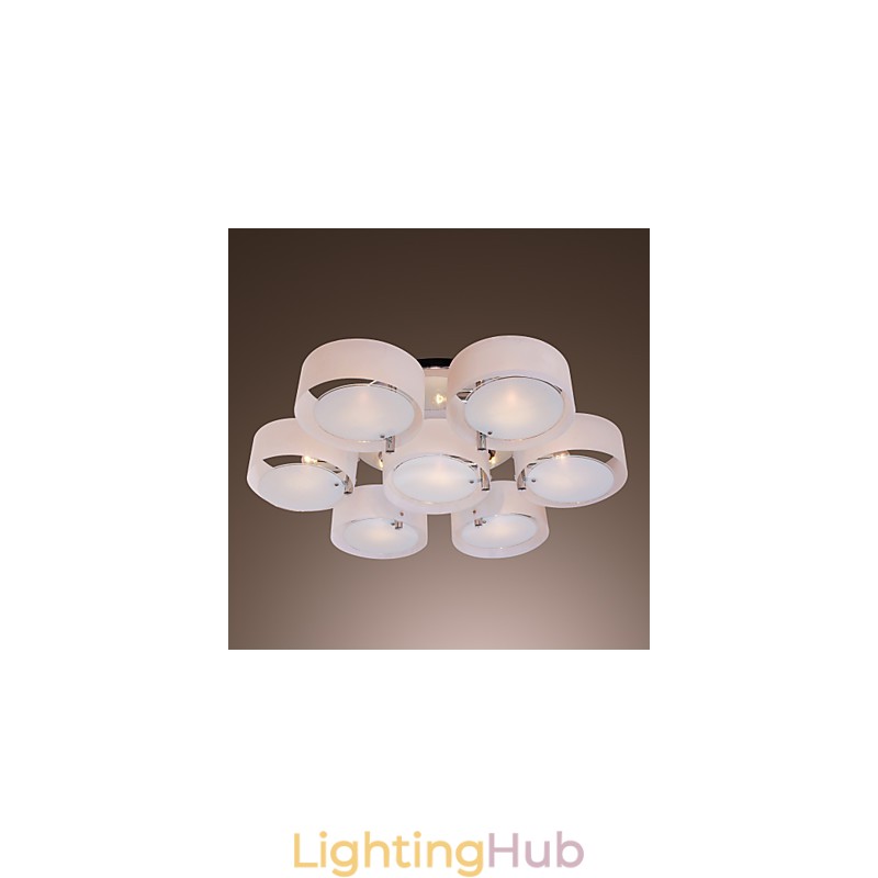 Modern Contemporary Chrome Metal Chandelier Flush Mount