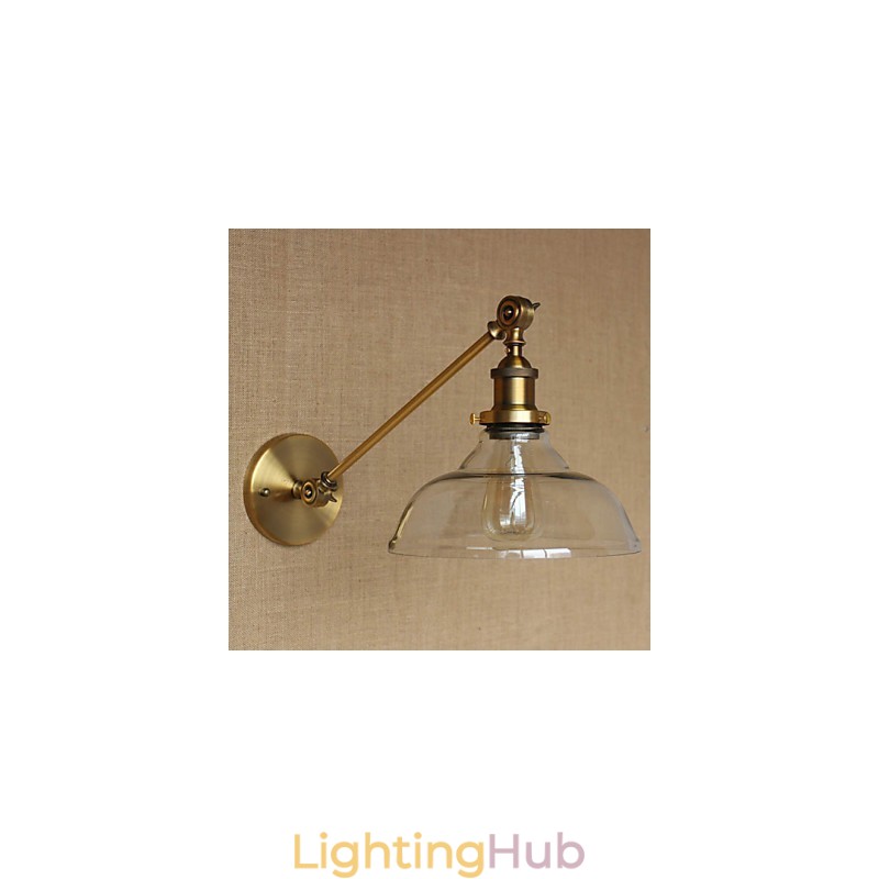 The Iron Glass Bronze Brass Arm Style Retro Creative American Country Hall Bedroom Wall Lamp