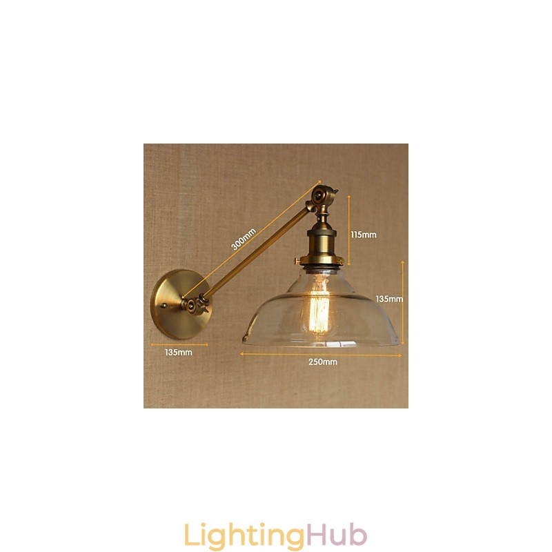 The Iron Glass Bronze Brass Arm Style Retro Creative American Country Hall Bedroom Wall Lamp