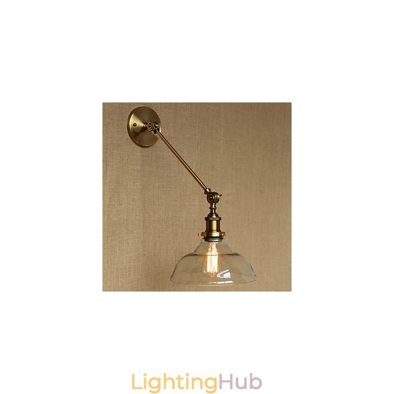 The Iron Glass Bronze Brass Arm Style Retro Creative American Country Hall Bedroom Wall Lamp
