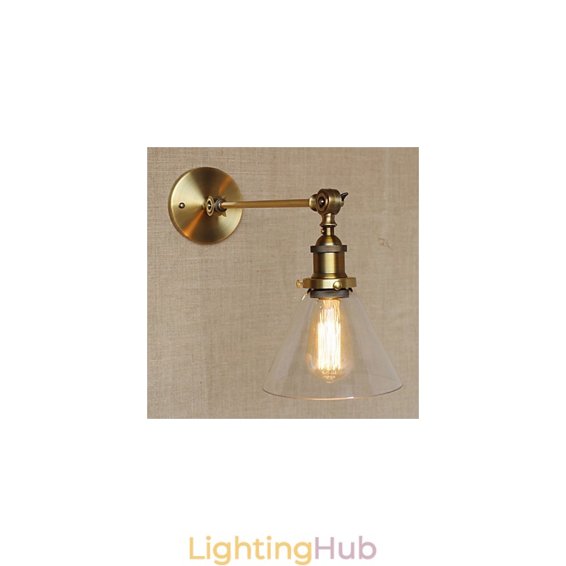 The Iron Glass Bronze Brass Arm Style Retro Creative American Country Hall Bedroom Wall Lamp