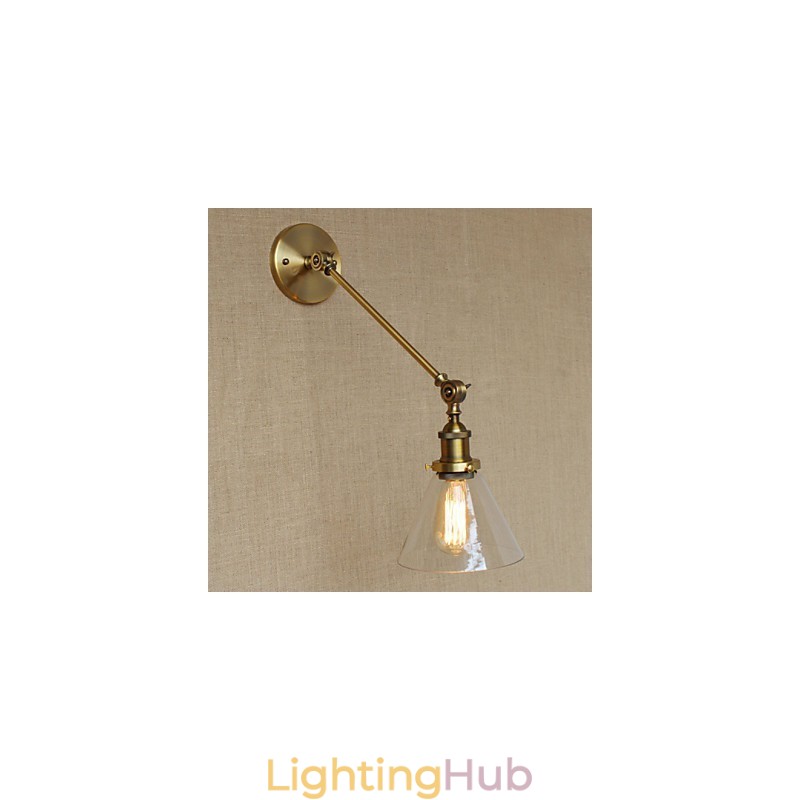 The Iron Glass Bronze Brass Arm Style Retro Creative American Country Hall Bedroom Wall Lamp