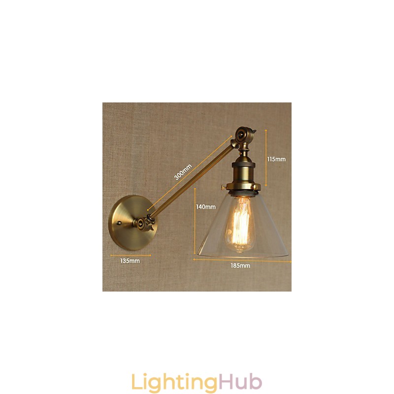 The Iron Glass Bronze Brass Arm Style Retro Creative American Country Hall Bedroom Wall Lamp