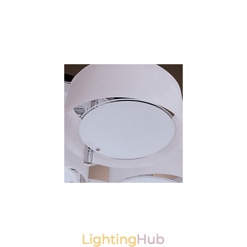 Modern Contemporary Chrome Metal Chandelier Flush Mount