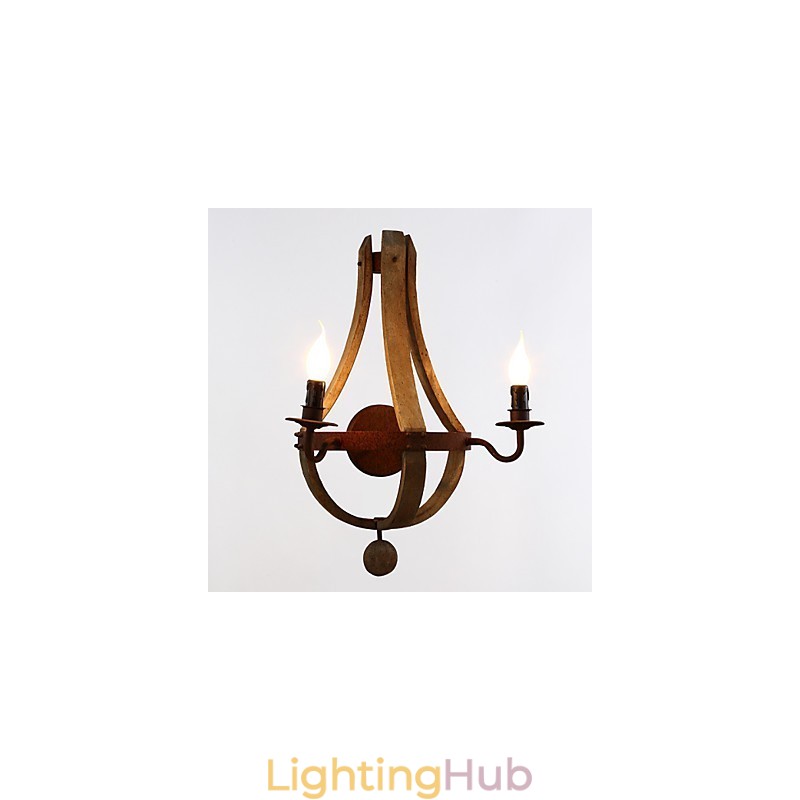 Mini Style Wall Sconces Rustic Lodge Wood Bamboo
