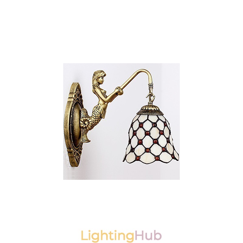 European Contracted Rural Creative Wrought Iron Wall Lamp Glass Lights