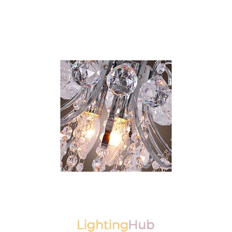Modern Contemporary Crystal Mini Style Electroplated Metal Chandelier Flush Mount