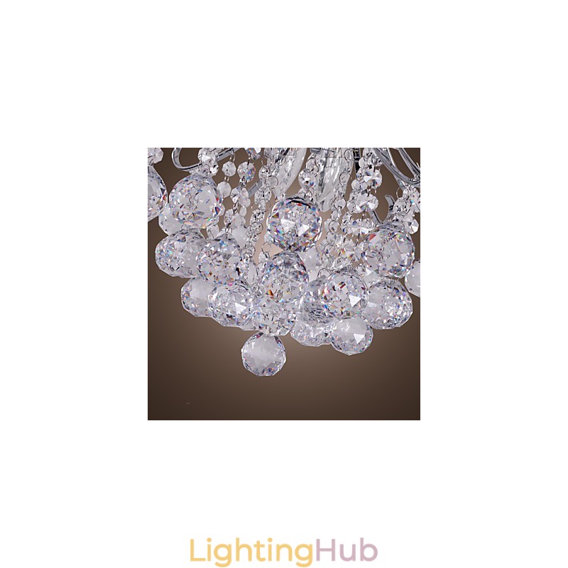 Modern Contemporary Crystal Mini Style Electroplated Metal Chandelier Flush Mount