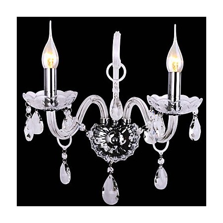 Modern Crystal Wall Lights with 2 Lights in Candle Feature Modern Crystal Wall Lights with 2 Lights in Candle Feature