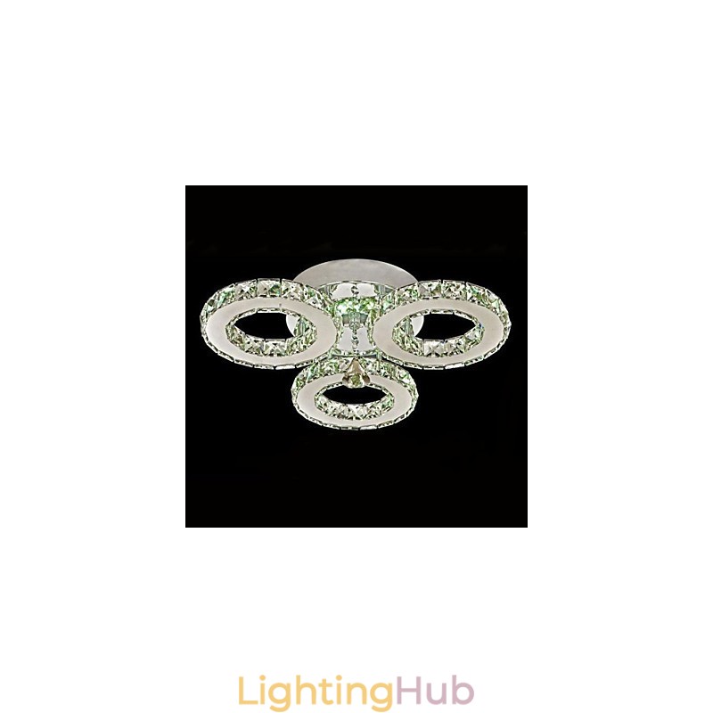 Crystal Flush Mount 3 Lights Modern Transparent Electroplating Stainless Steel
