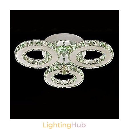 Crystal Flush Mount 3 Lights Modern Transparent Electroplating Stainless Steel Crystal Flush Mount 3 Lights Modern Transparent Electroplating Stainless Steel