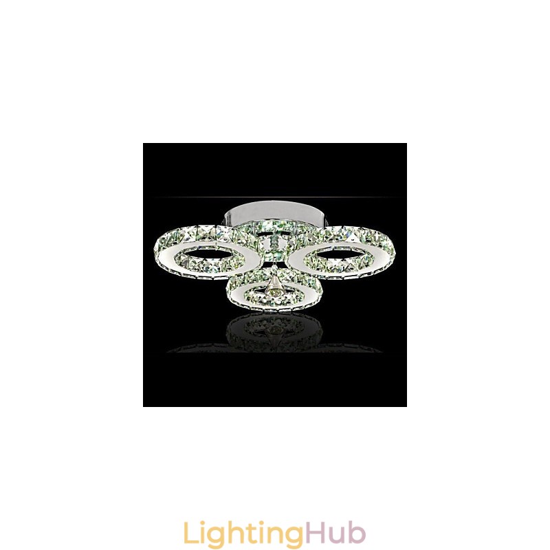 Crystal Flush Mount 3 Lights Modern Transparent Electroplating Stainless Steel