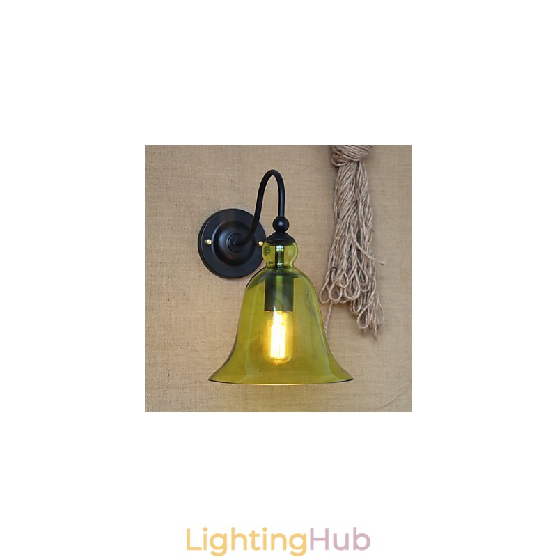 American Rural Countryside Minimalist Blue Glass Decorative Wall Lamp Living Room Hallway