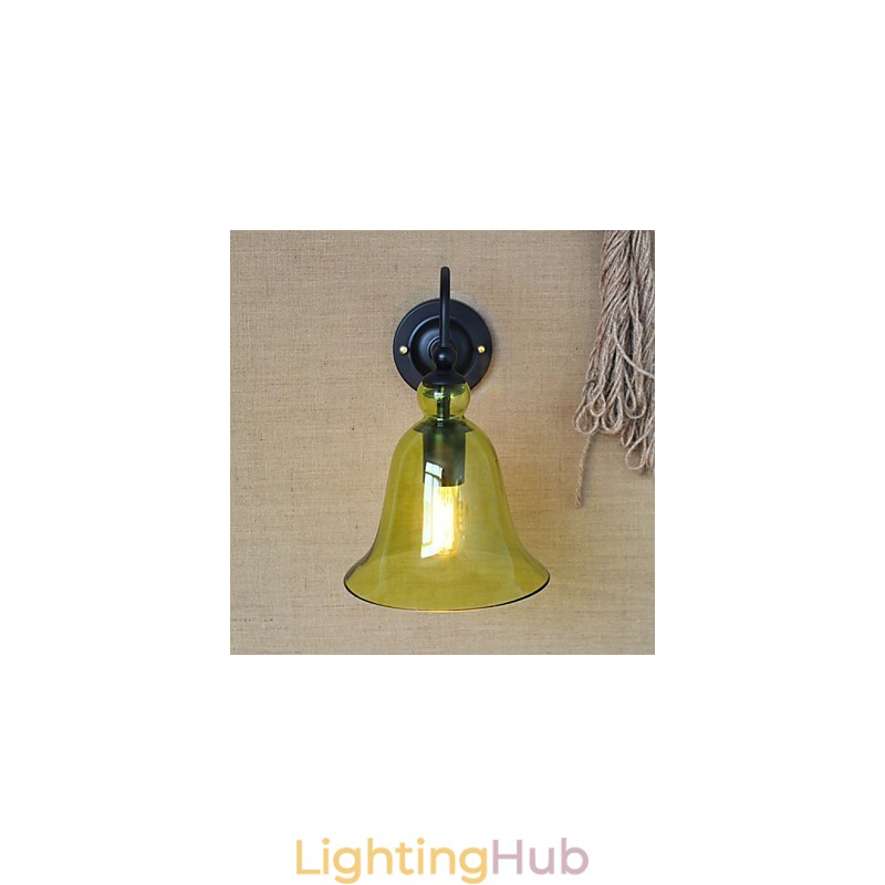 American Rural Countryside Minimalist Blue Glass Decorative Wall Lamp Living Room Hallway
