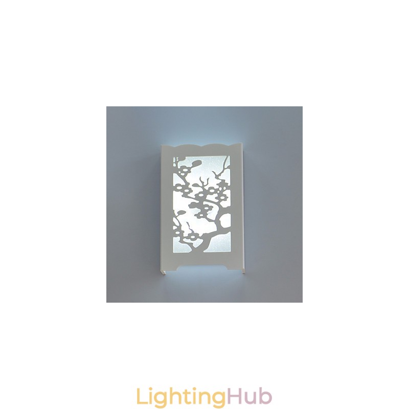 White The Plum Flower Wall Lamp Of Carve Patterns Or Designs On Woodwork Lights