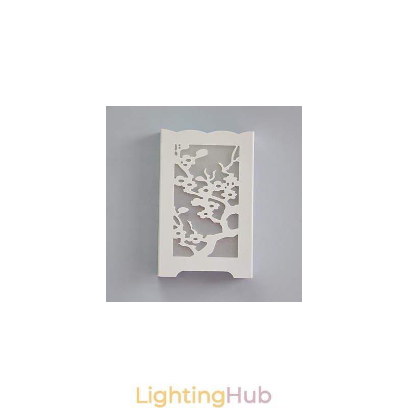 White The Plum Flower Wall Lamp Of Carve Patterns Or Designs On Woodwork Lights