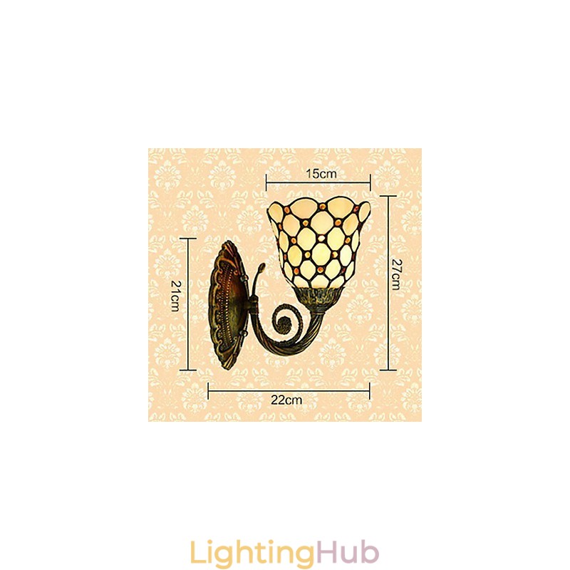 European Mediterranean Contracted Rural Creative Wrought Iron Wall Lamp Glass Lights
