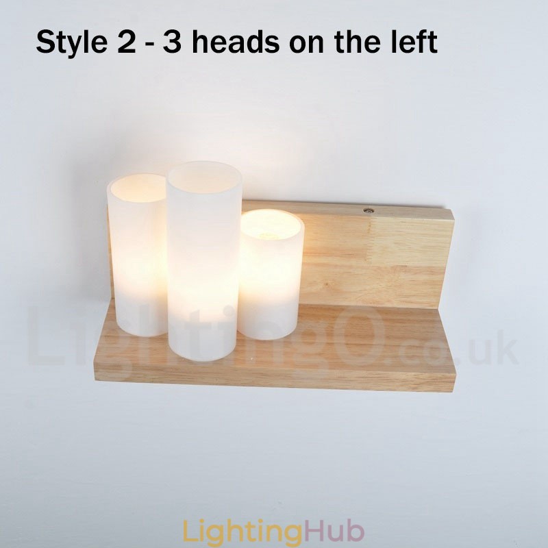 Mini Style Wall Sconces with Glass Shades Modern Contemporary Wood Bamboo Wall Light