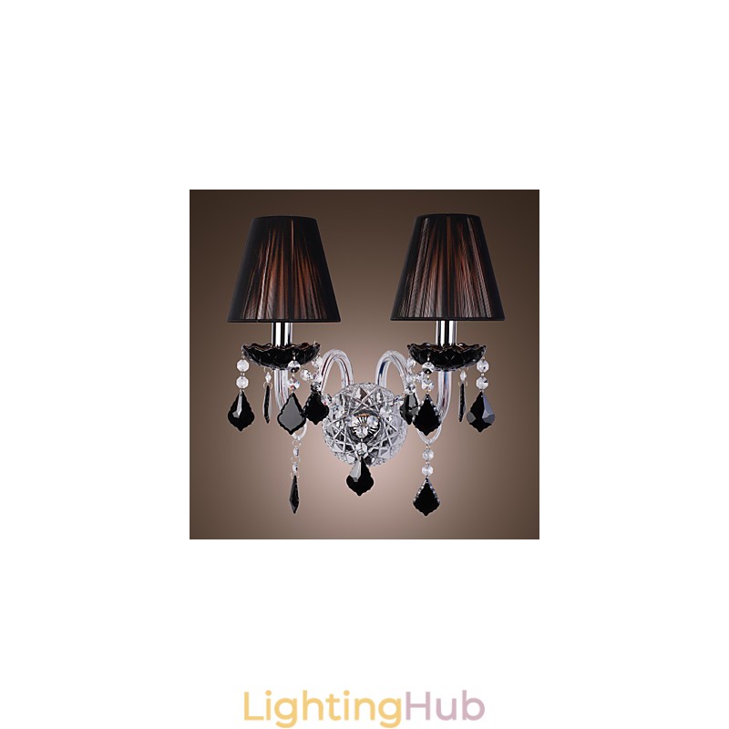 Crystal Wall Light with 2 Lights in Fabric Shade