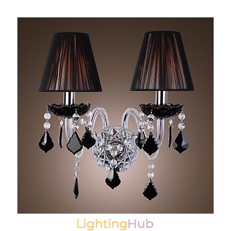 Crystal Wall Light with 2 Lights in Fabric Shade Crystal Wall Light with 2 Lights in Fabric Shade