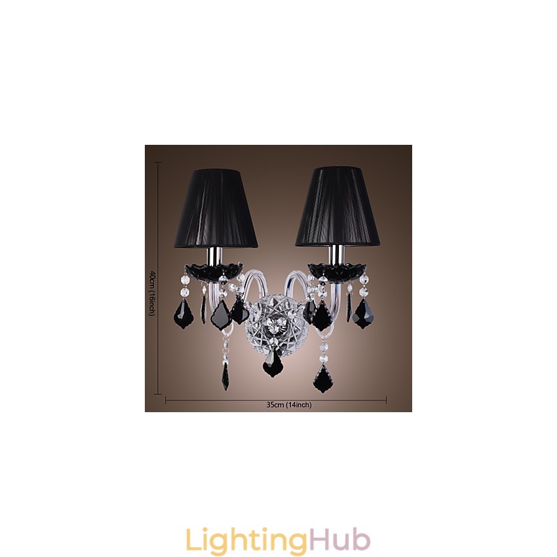 Crystal Wall Light with 2 Lights in Fabric Shade