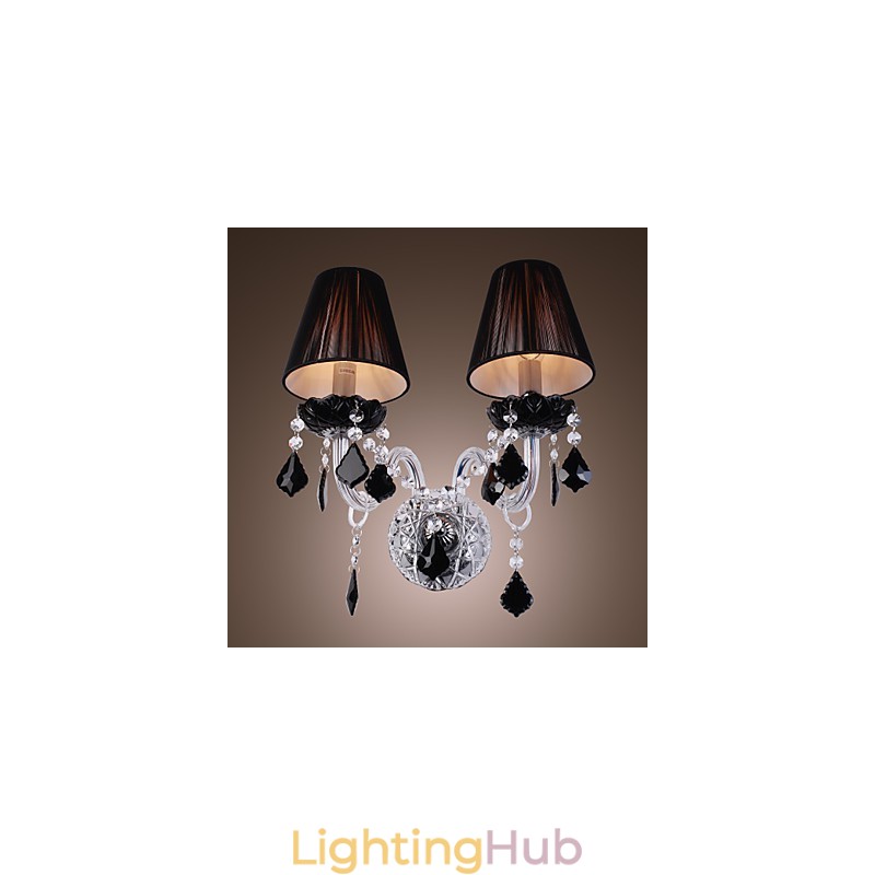 Crystal Wall Light with 2 Lights in Fabric Shade