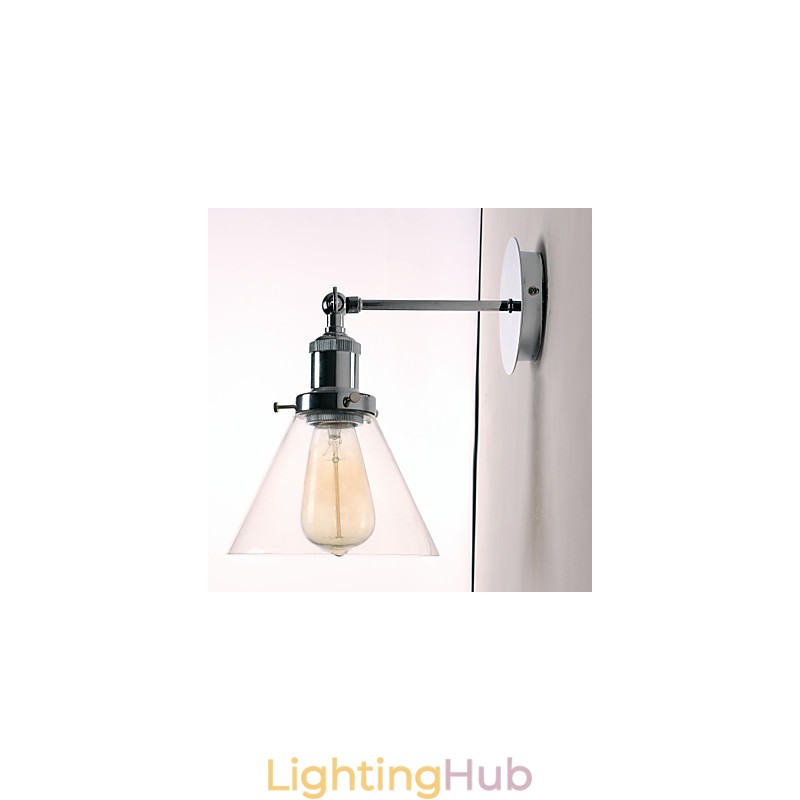 Art Deco Wall Light with Glass Cone Shade Down