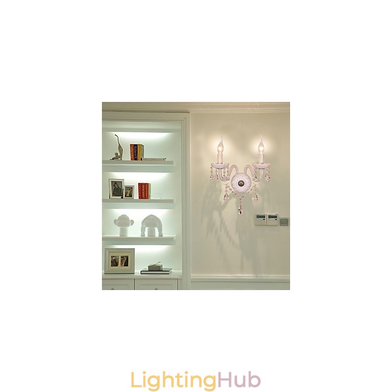 Crystal Wall Light with 2 Lights in Candle Bulb