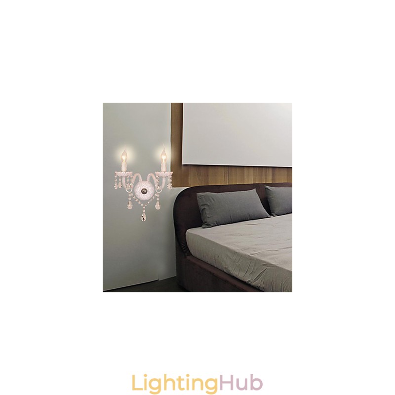 Crystal Wall Light with 2 Lights in Candle Bulb