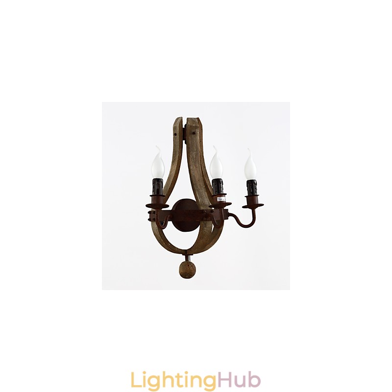 Vintage Amercian Rustic Wooden Wall Wine Barrel Lamp Liviing and Bedroom Lamp