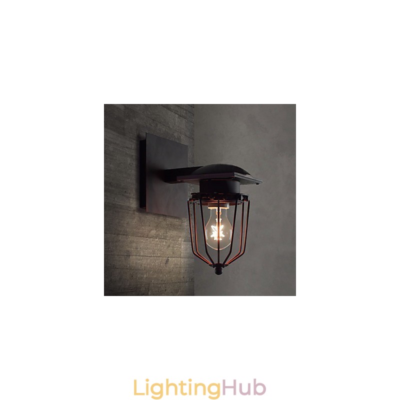 Retro Wrought Wall Lamps Single Head Antique Wall Lamp Reminisced Lamp Loft American Iron Vintage Small Cages Wall Lamp