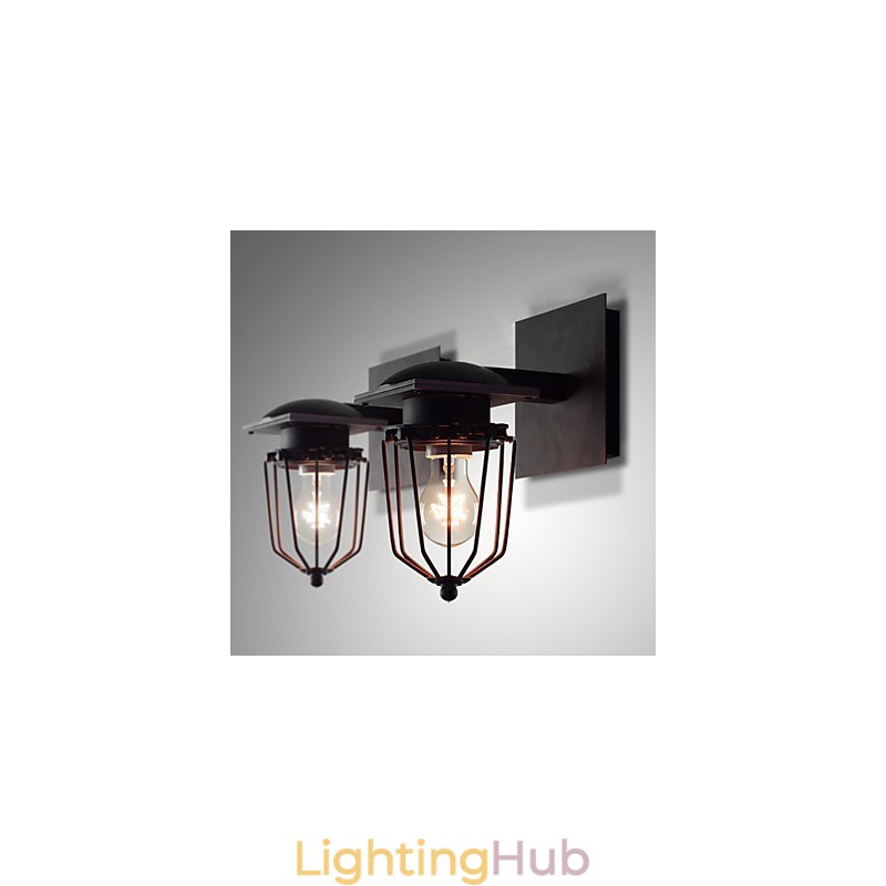 Retro Wrought Wall Lamps Single Head Antique Wall Lamp Reminisced Lamp Loft American Iron Vintage Small Cages Wall Lamp