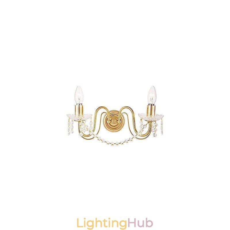 Golden Crystal Wall Light with 2 Lights