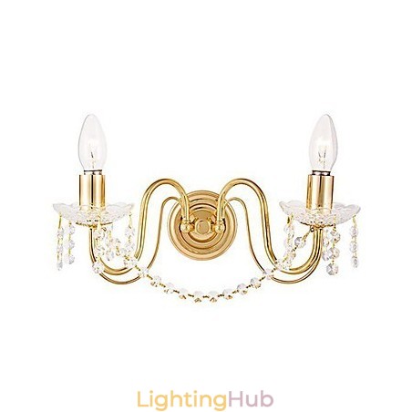 Golden Crystal Wall Light with 2 Lights Golden Crystal Wall Light with 2 Lights