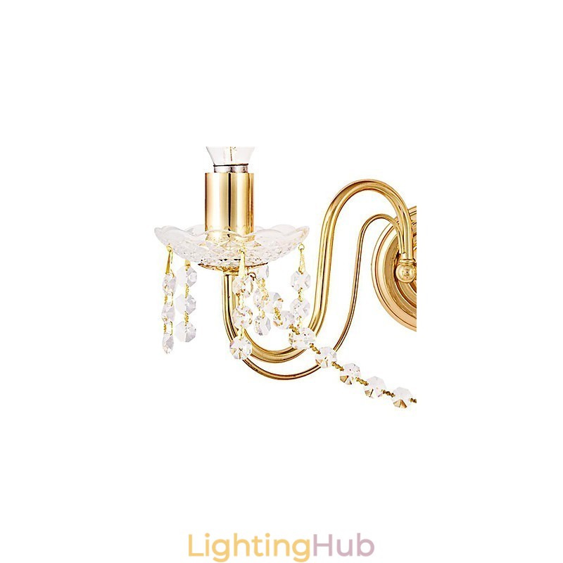 Golden Crystal Wall Light with 2 Lights