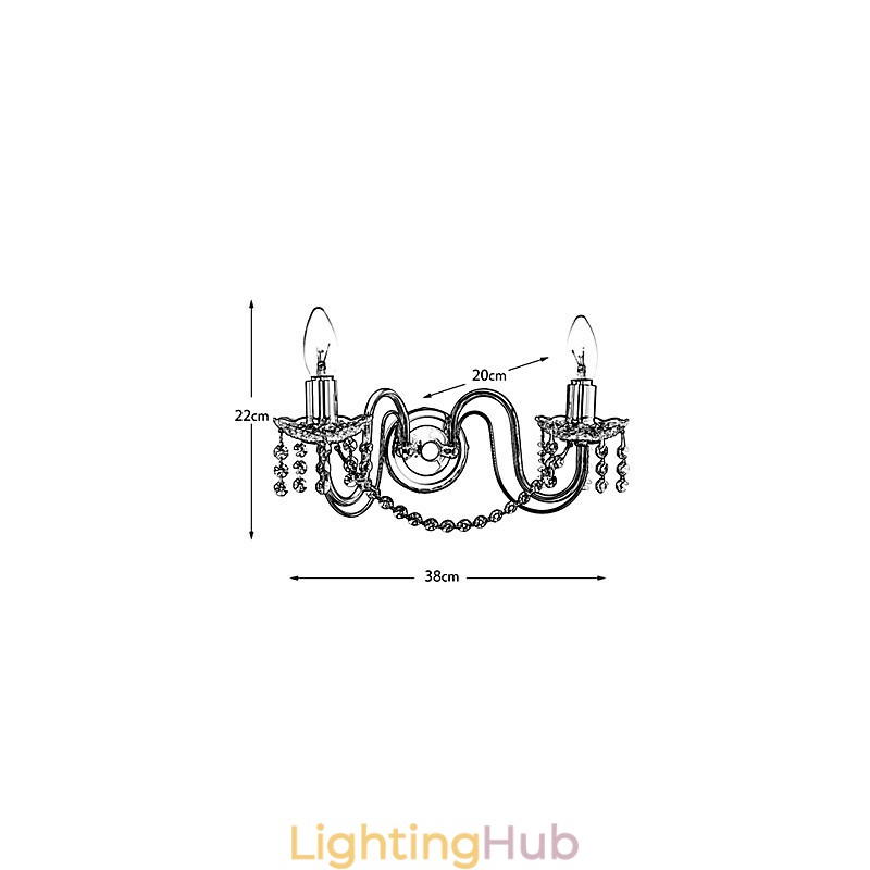 Golden Crystal Wall Light with 2 Lights