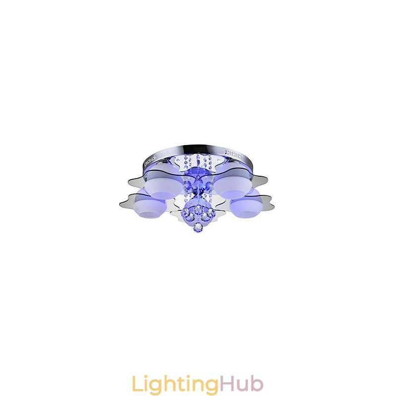 Remoter Control 5 Lights with Blue Redss Modern Ceiling Light Flush Mount