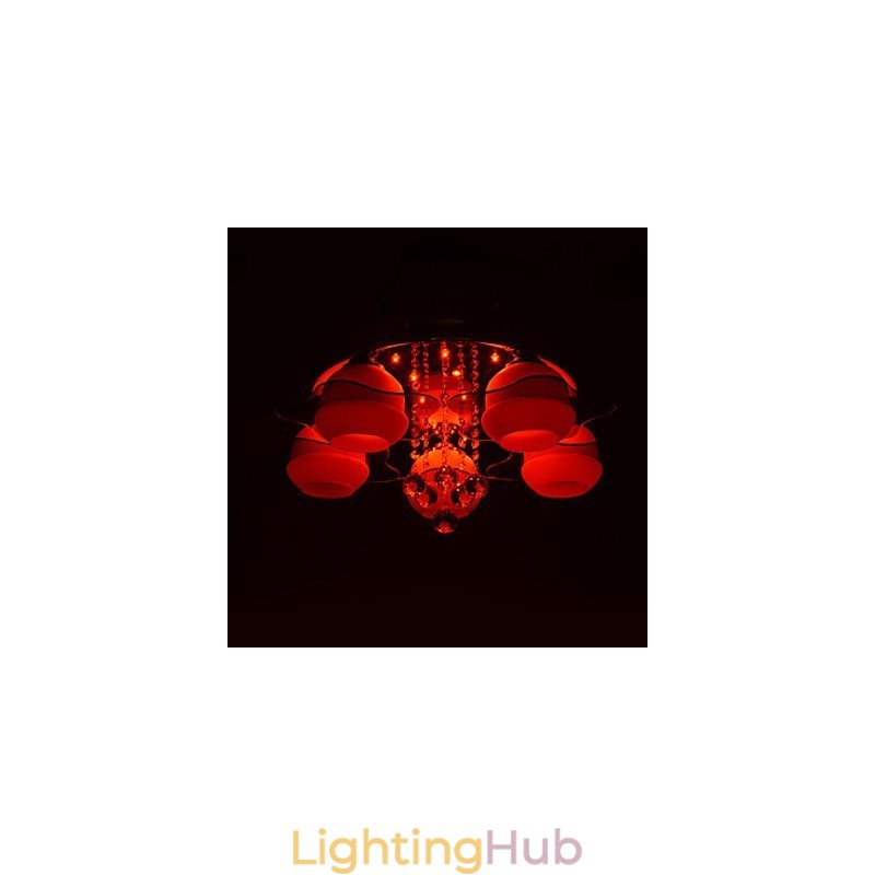 Remoter Control 5 Lights with Blue Redss Modern Ceiling Light Flush Mount