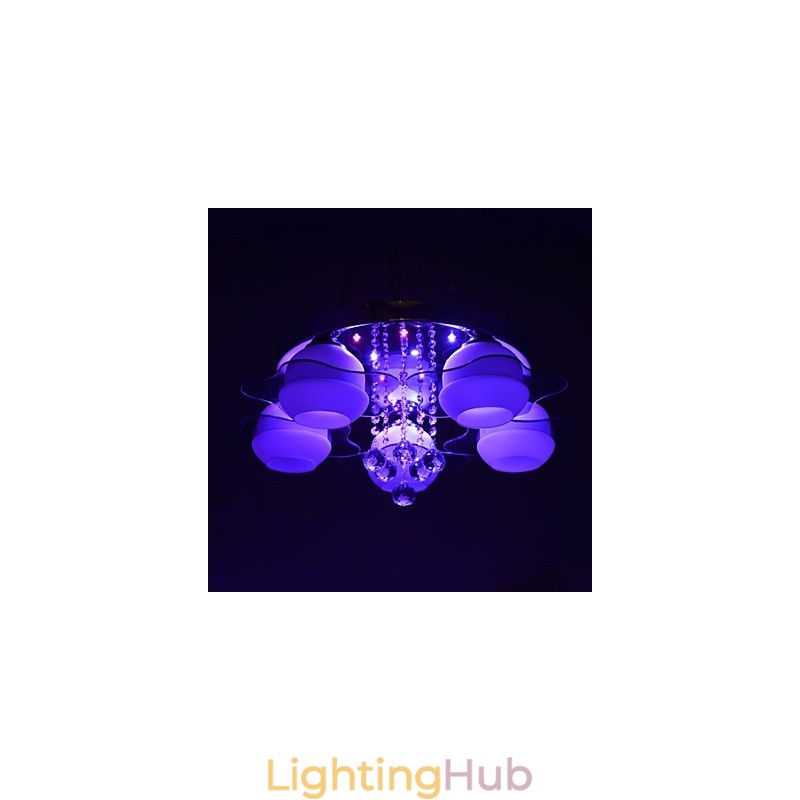 Remoter Control 5 Lights with Blue Redss Modern Ceiling Light Flush Mount