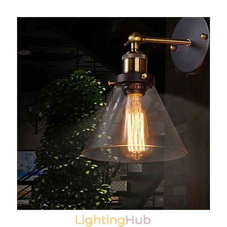 Retro Wall Light with Floral Glass Shade and Metal Bracket Retro Wall Light with Floral Glass Shade and Metal Bracket
