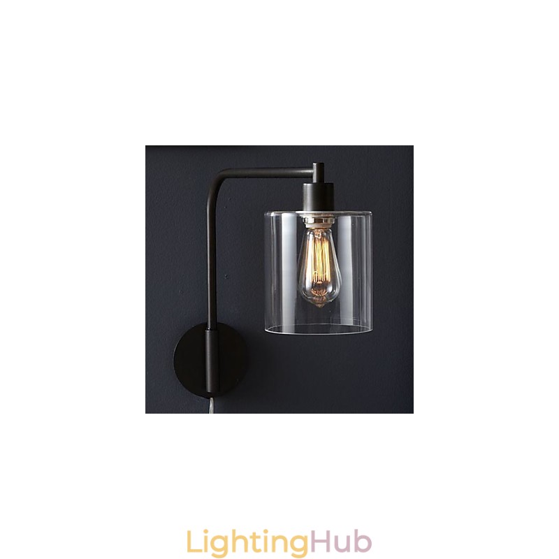 Modern Wall Light with Glass Drum Shade